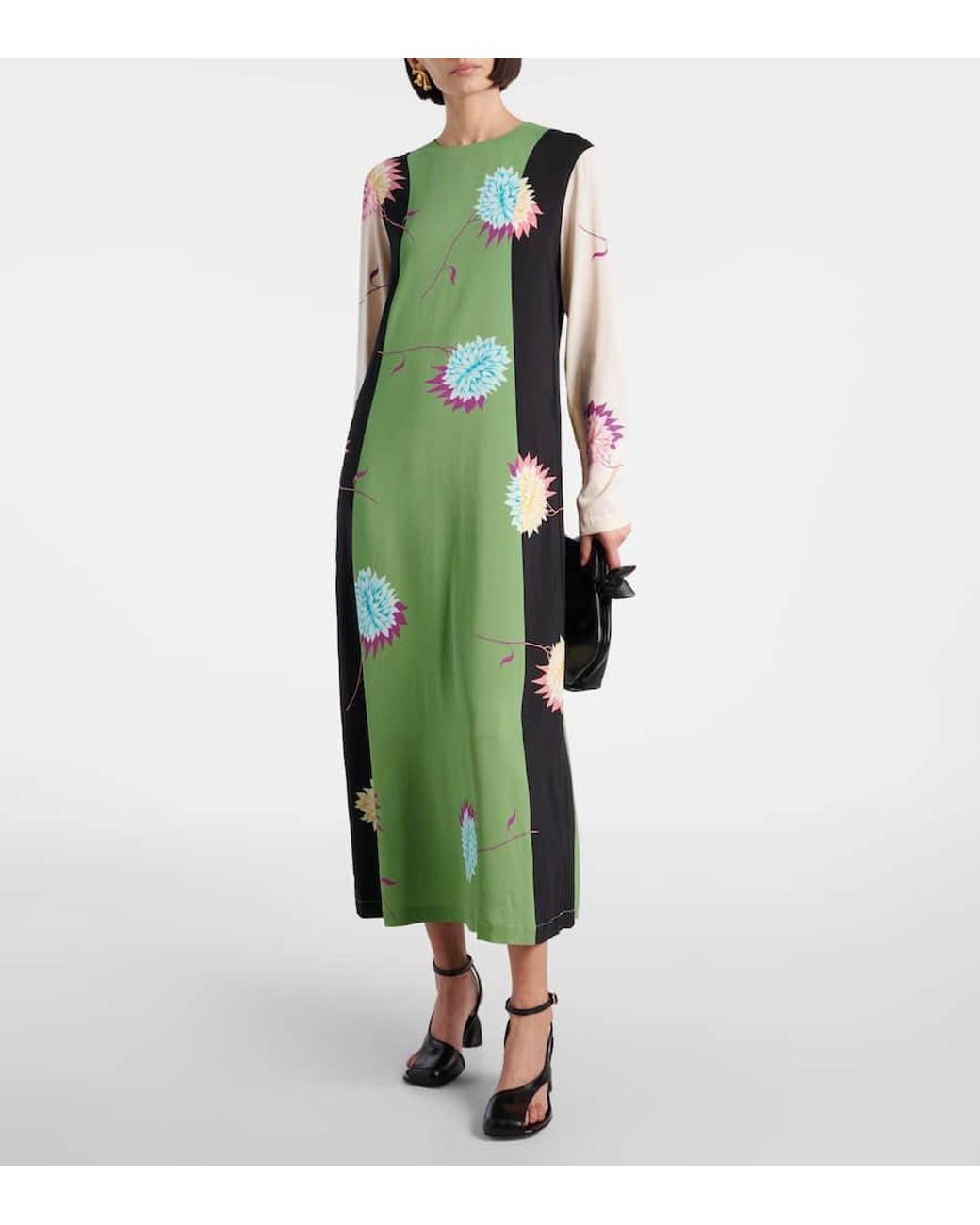 LaDoubleJ Green Swing Printed Jersey Midi Dress