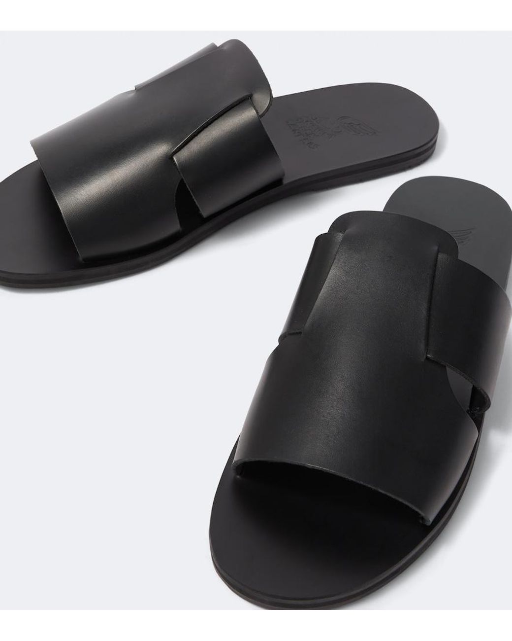 Ancient Greek Sandals Black Miltiadis Leather Sandals for men