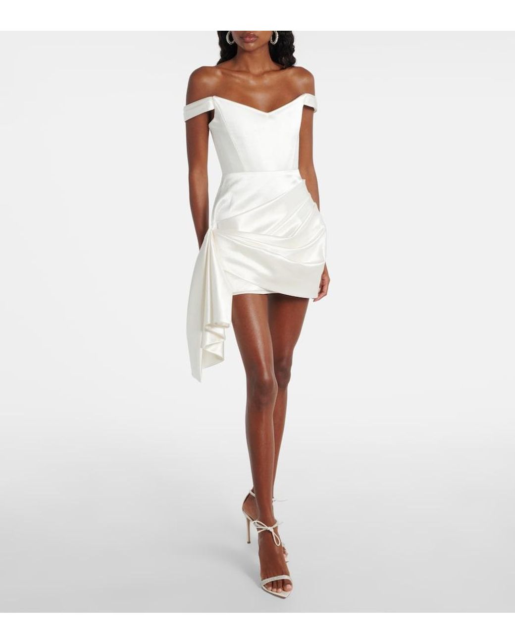 Alex Perry White Bridal Minikleid Aus Baumwolle Und Seide