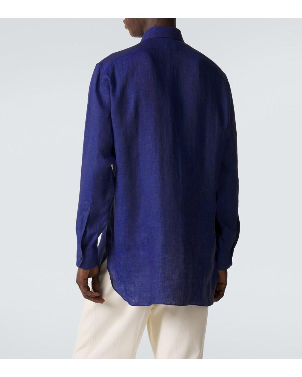 Charvet Blue Linen Shirt for men