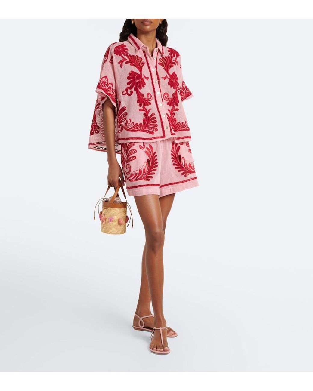 Aquazzura Pink Almost Bare Leather Thong Sandals