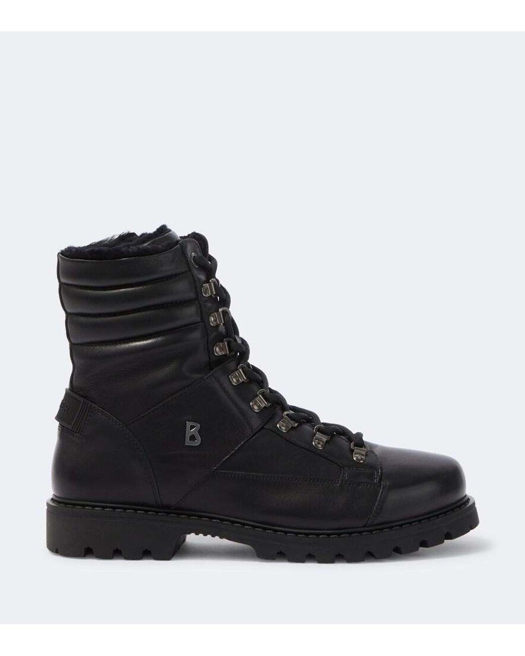 Bogner Black Helsinki Leather Lace-Up Boots for men