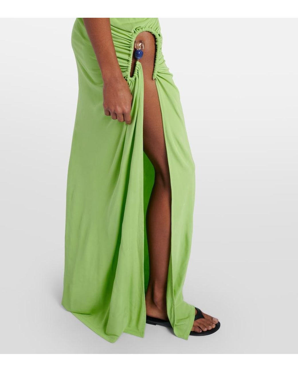 Christopher Esber Green Cutout Embellished Draped Maxi Dress