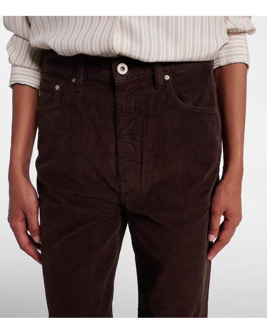 AG Jeans Brown Kora High-Rise Corduroy Wide-Leg Pants
