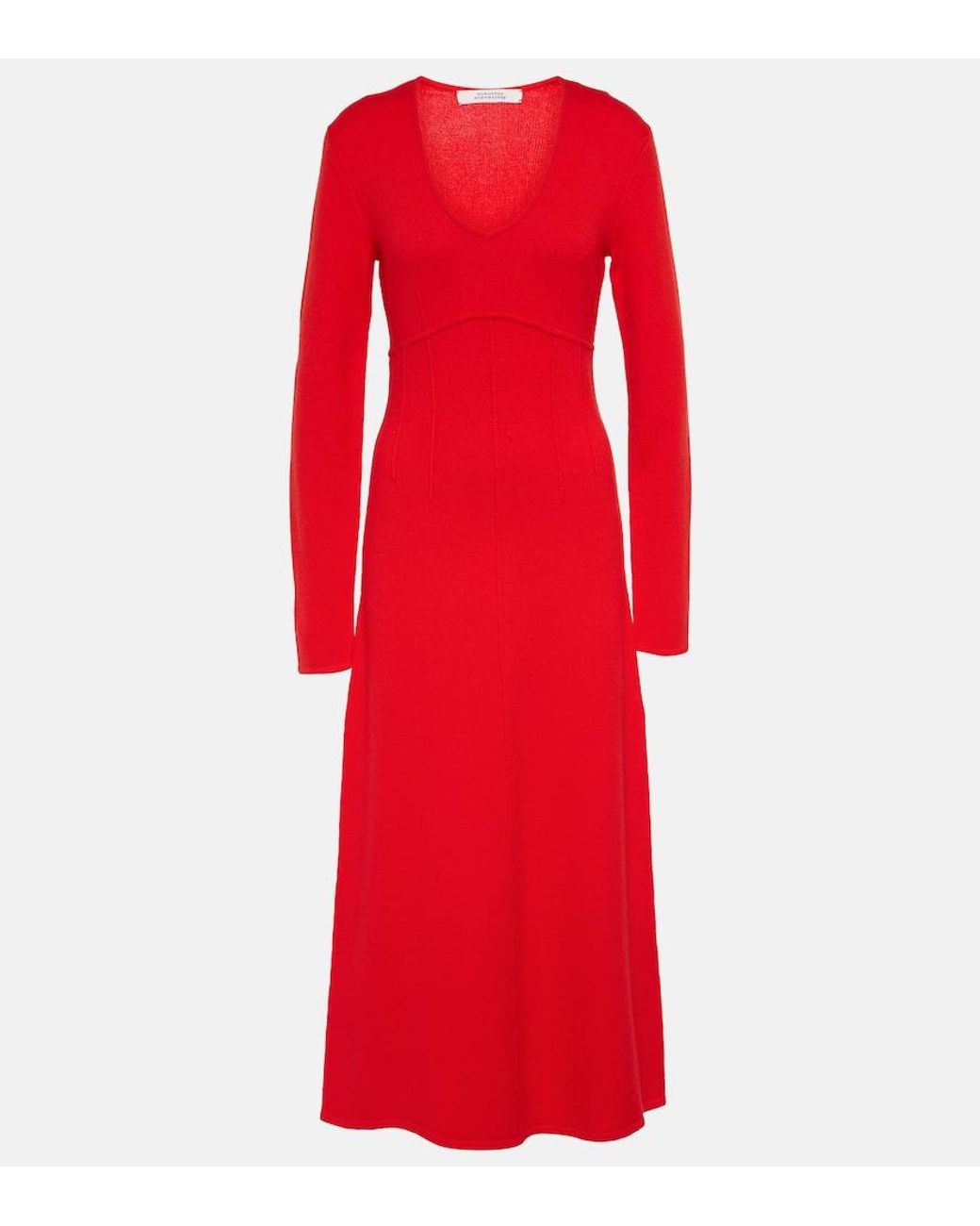 Dorothee Schumacher Red Modern Statements Knitted Midi Dress