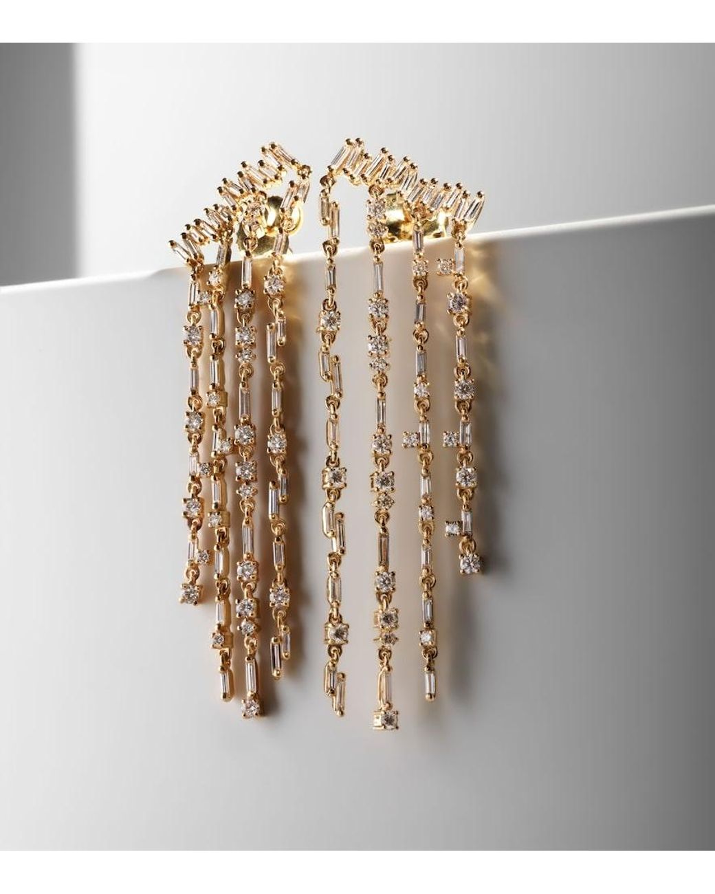 Suzanne Kalan White 18Kt Fringe Earrings With Diamonds