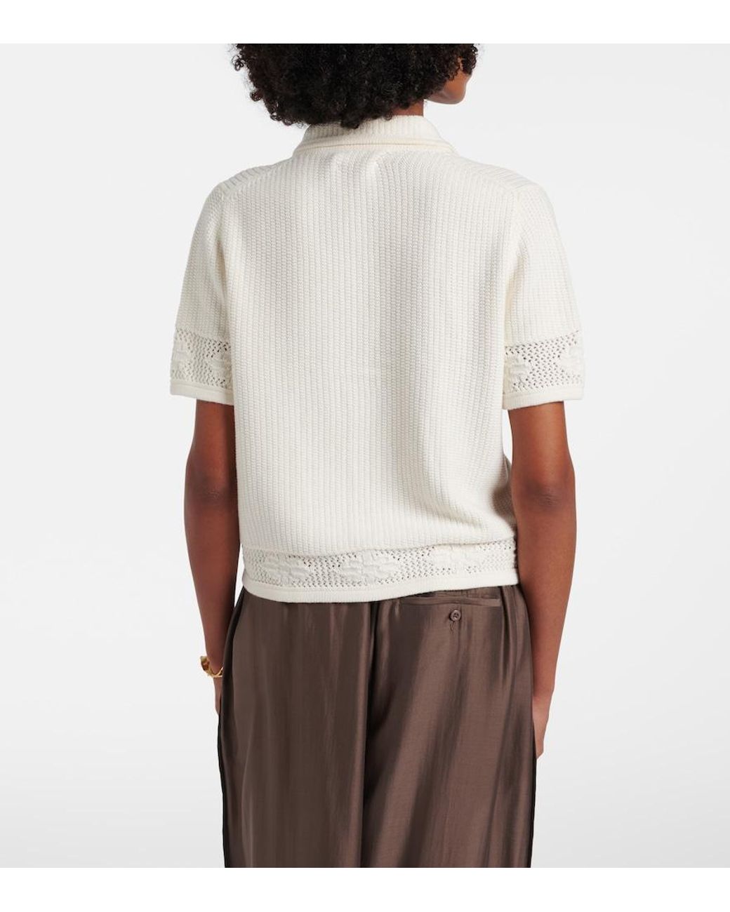 Velvet White Rosemond Open-Knit Cotton And Cashmere Top