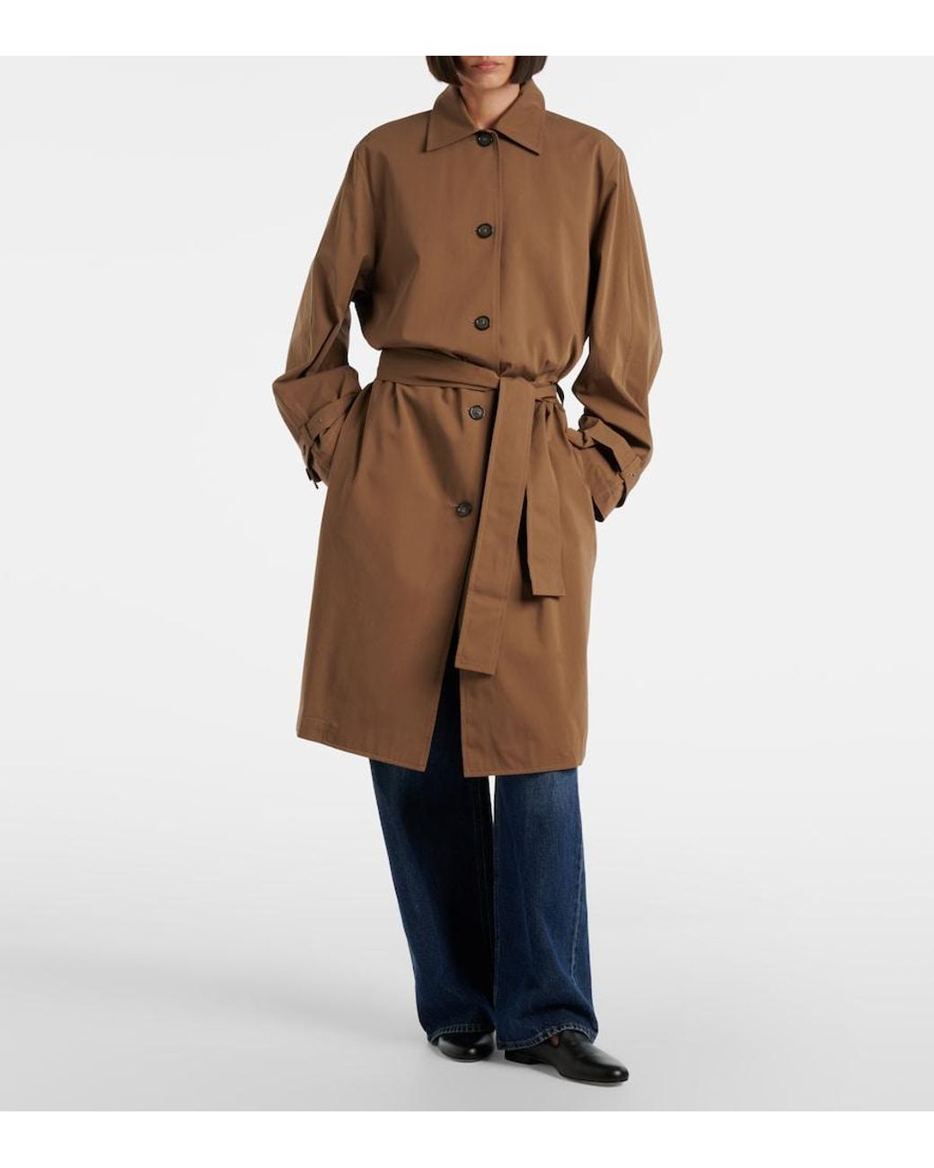 Totême Brown Belted Cotton Trench Coat