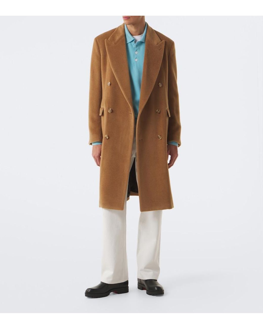 Lardini Brown Double-Breasted Virgin Wool Coat for men