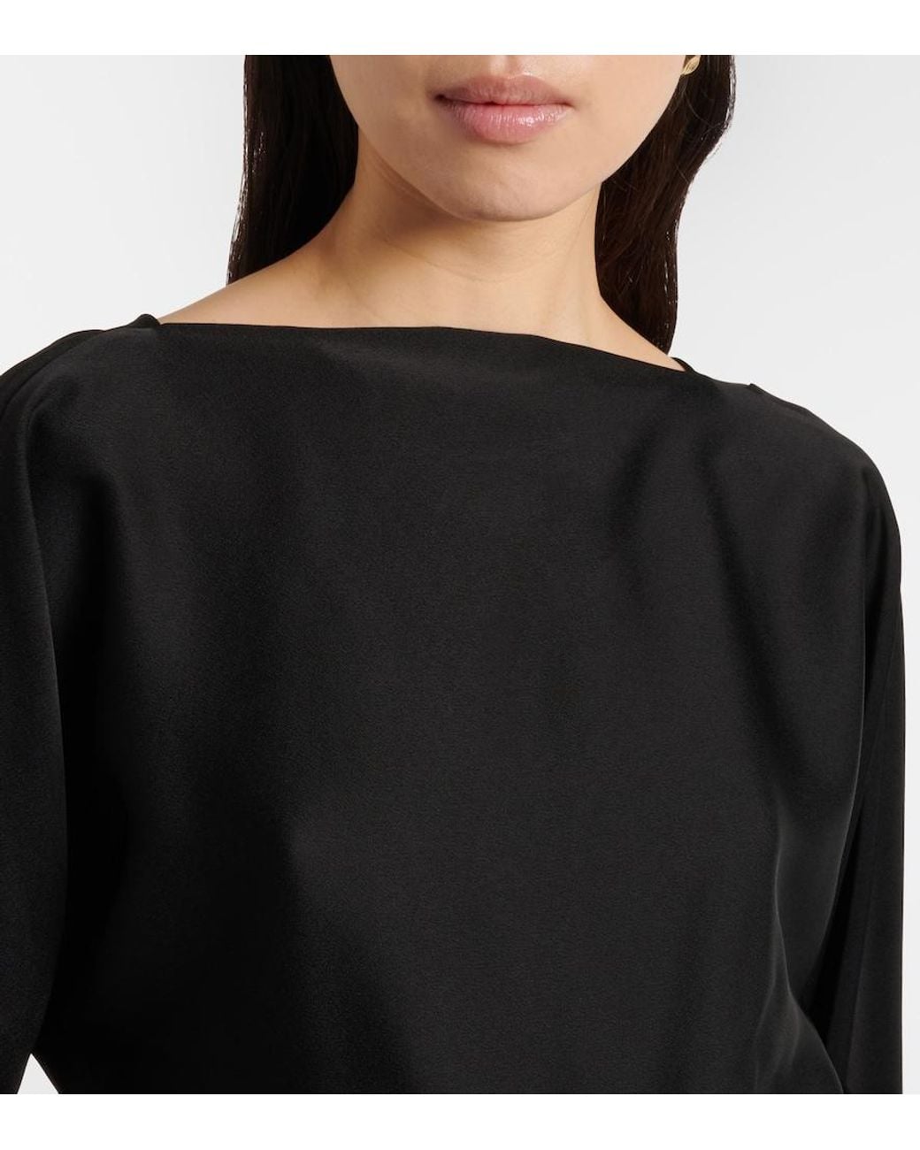 Max Mara Black Draped Satin Gown