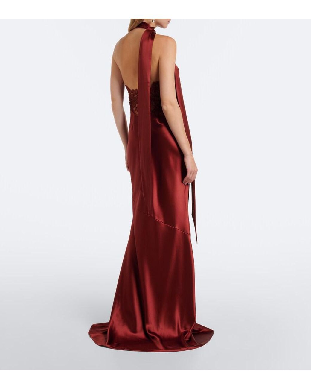 retroféte Red Melly Satin Halterneck Gown