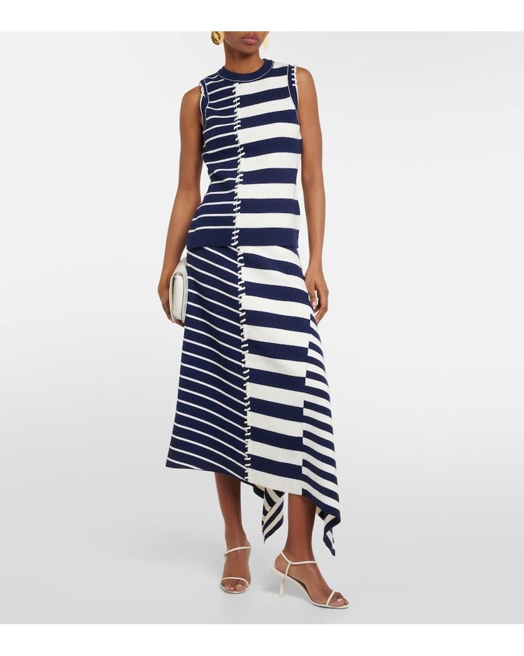 Jonathan Simkhai Blue Braylon Asymmetrical Midi Skirt