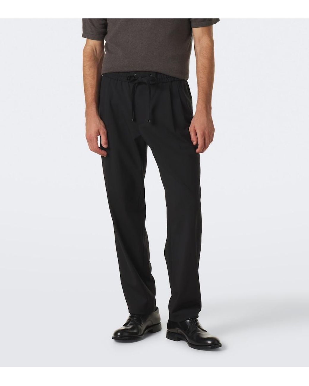 Dolce & Gabbana Black Wool-Blend Straight Pants for men