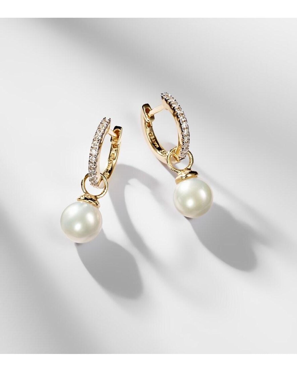 Mateo White 14Kt Earrings With Diamonds And Detachable Pearls