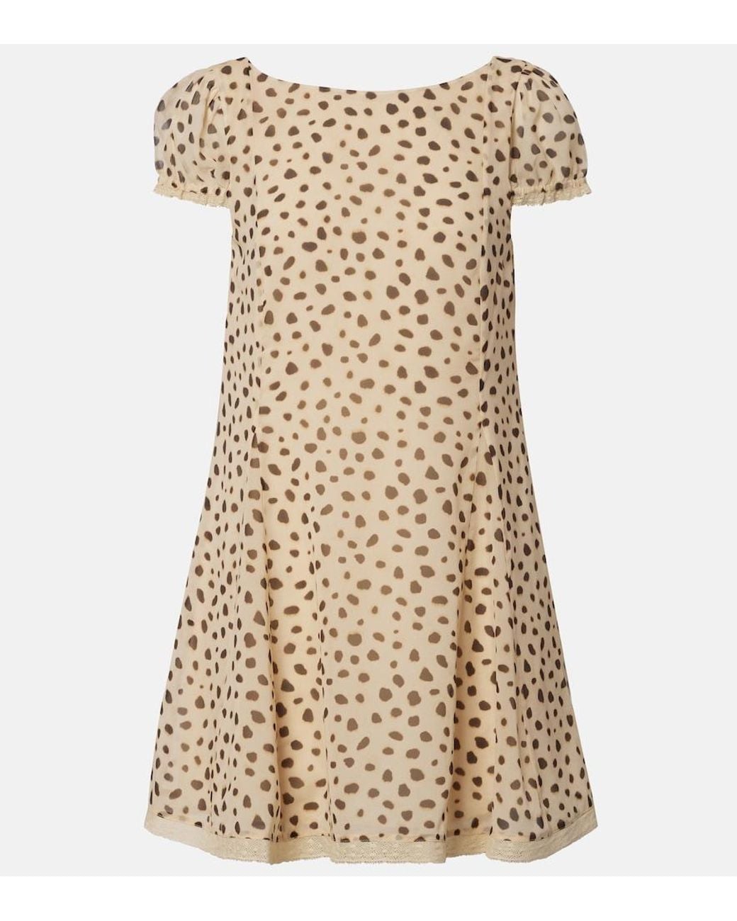 Posse Natural Priscilla Animal-Print Silk Minidress