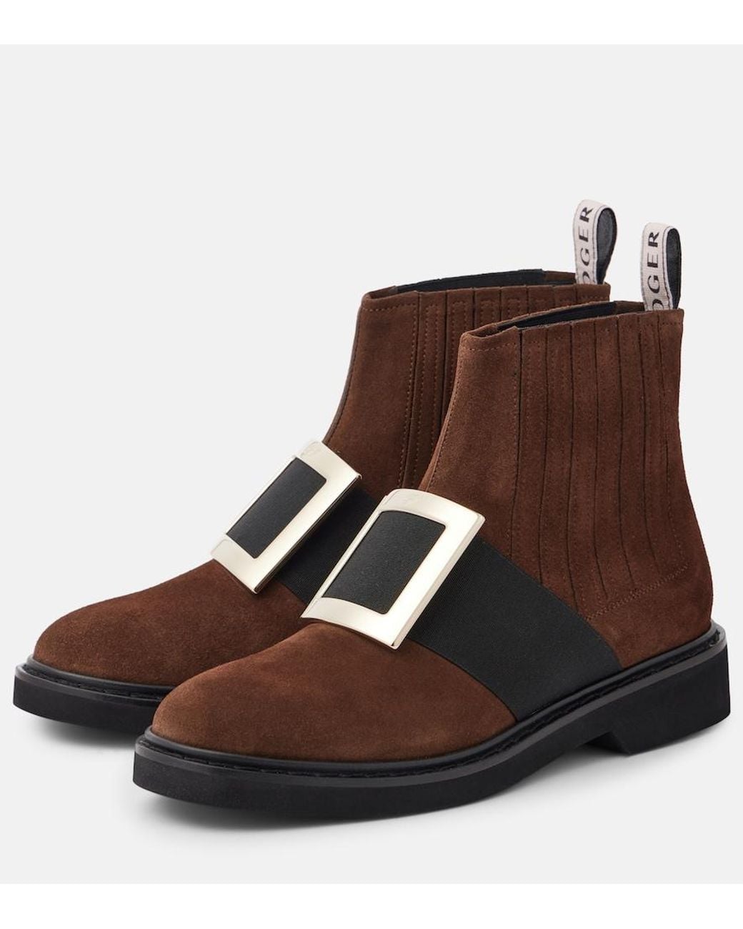 Roger Vivier Brown Viv' Rangers Suede Chelsea Boots