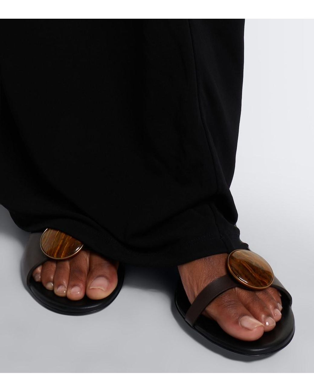 Christopher Esber Black Aura Quartz Leather Mules