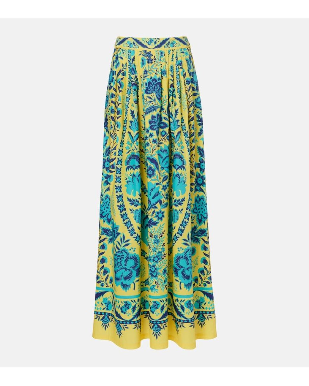 Etro Green Printed Cotton Maxi Skirt