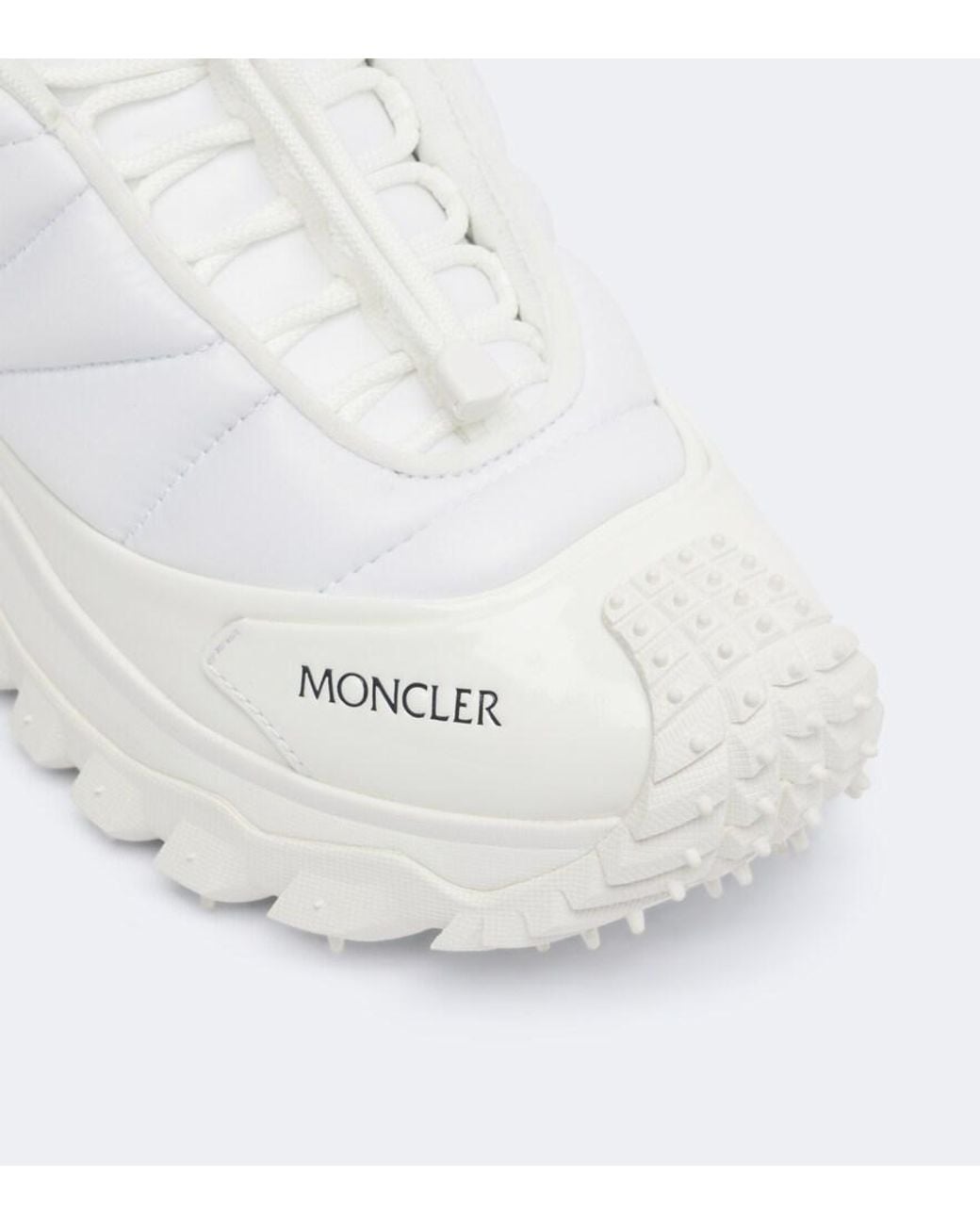 Moncler White Trailgrip Puffer Leather-Trimmed Sneakers