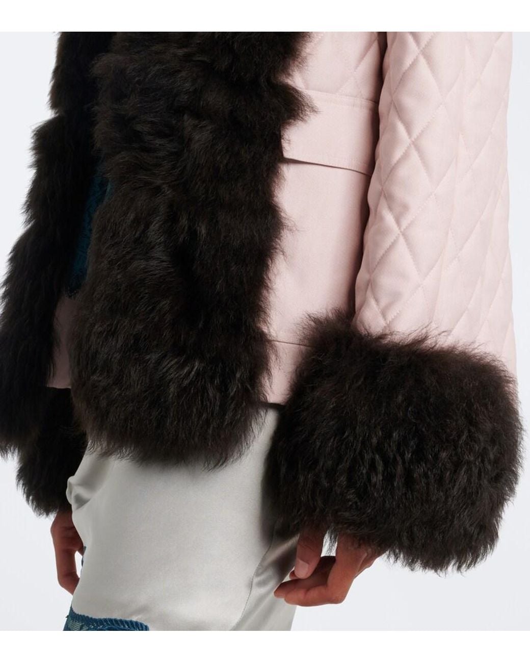 JACQUES WEI Black Steppjacke Mit Shearling