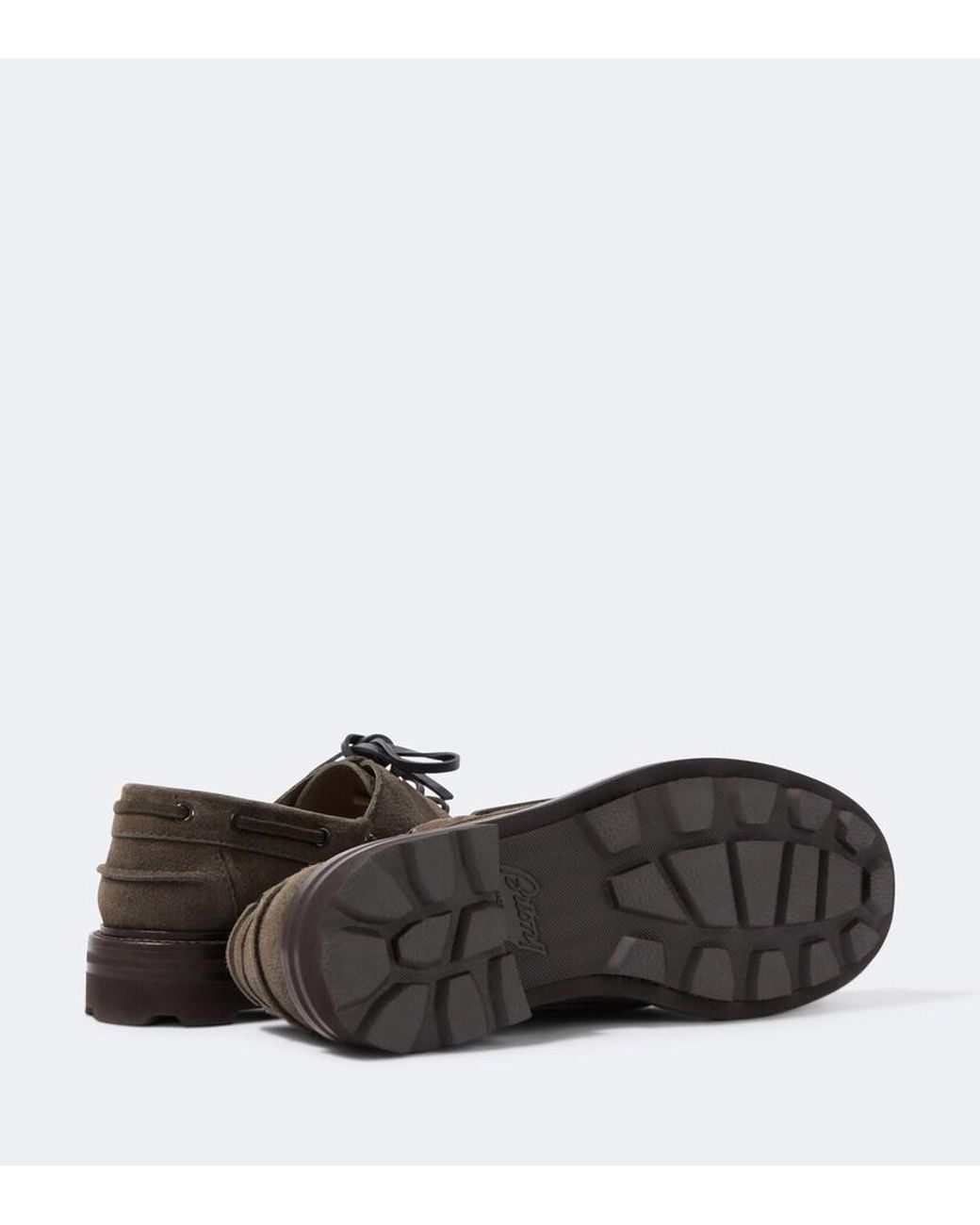 Brioni Brown Suede Boat Shoes for men