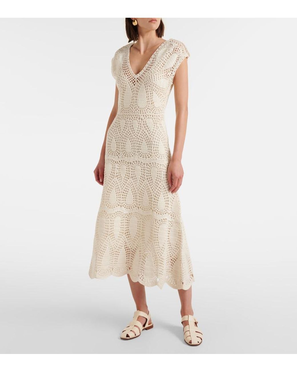 Gabriela Hearst White Waldman Crochet Wool And Cashmere Maxi Dress