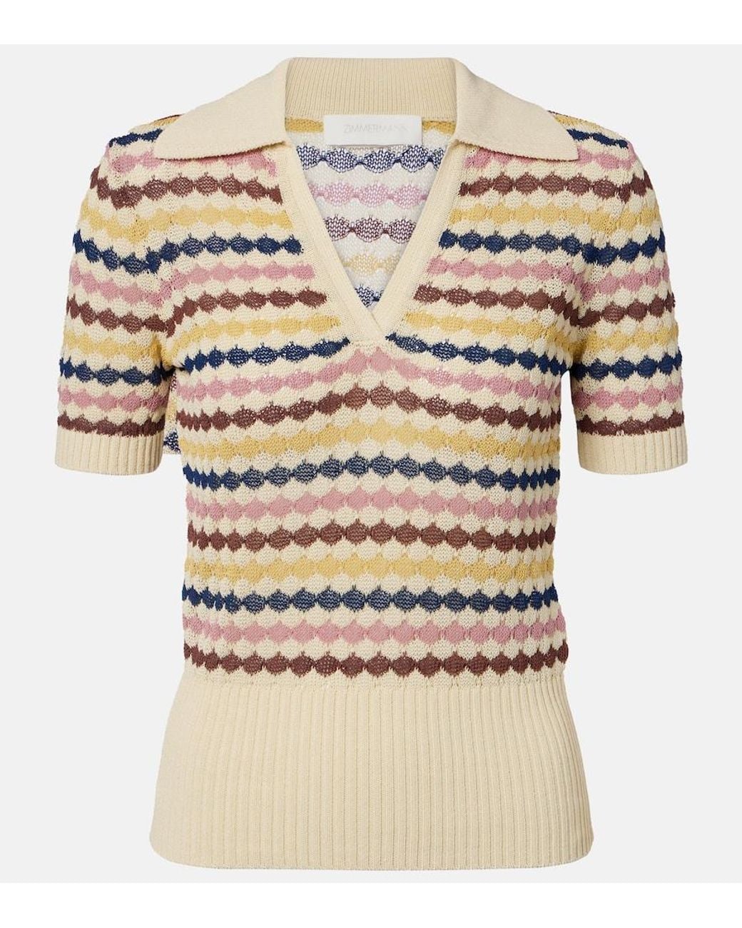 Zimmermann Natural Awaken Cotton-Blend Polo Sweater