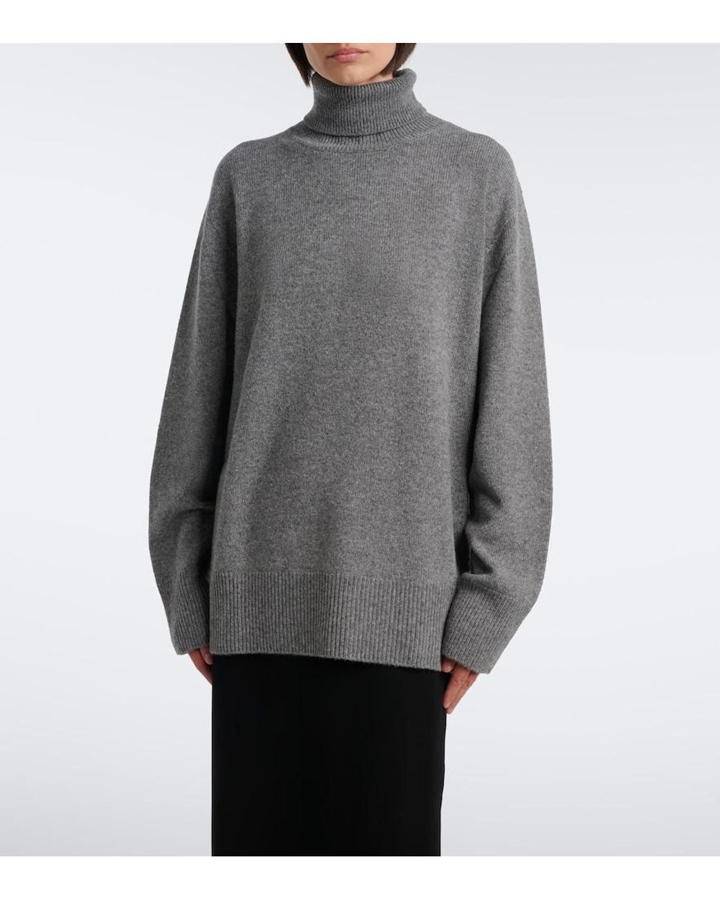The Row Gray Stepny Wool And Cashmere Turtleneck Sweater