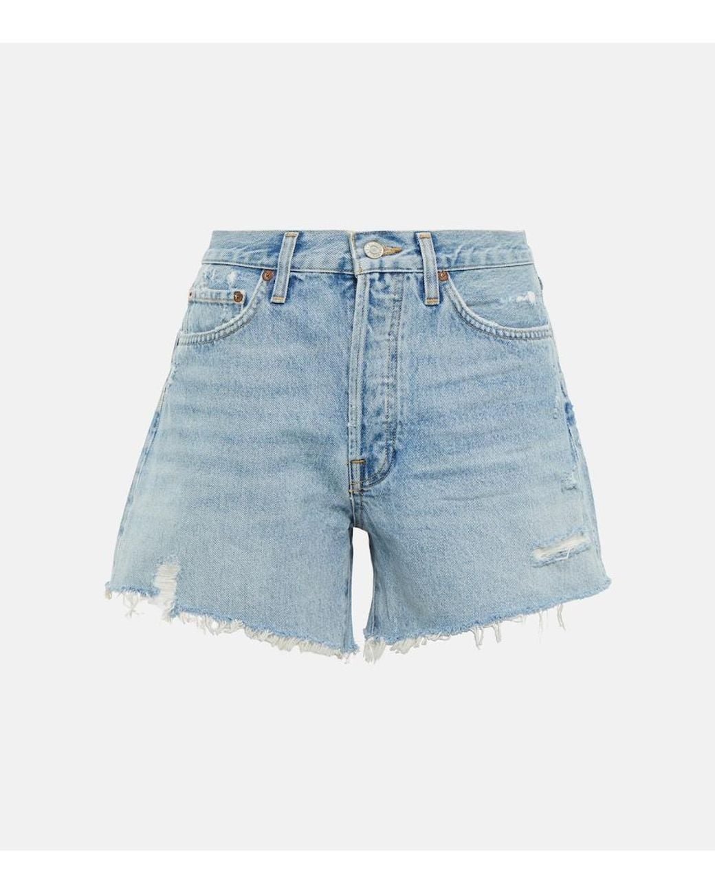 Agolde Blue Parker Mid-rise Denim Shorts