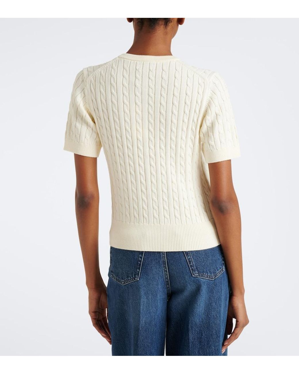 Polo Ralph Lauren White Cable-Knit Cotton Sweater
