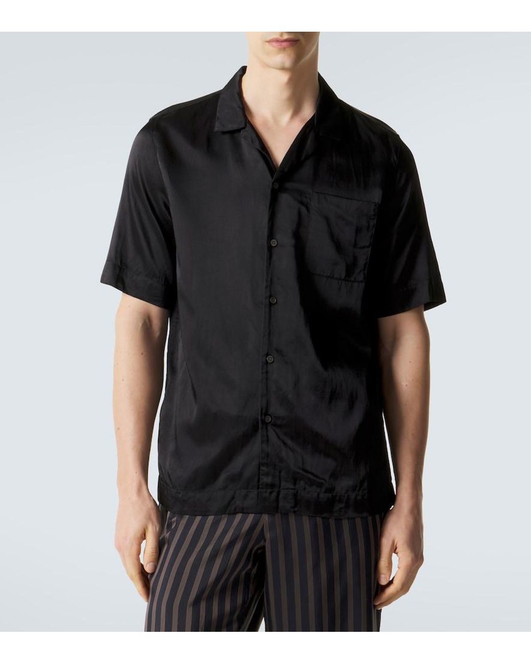 Dries Van Noten Black Bowling Shirt for men
