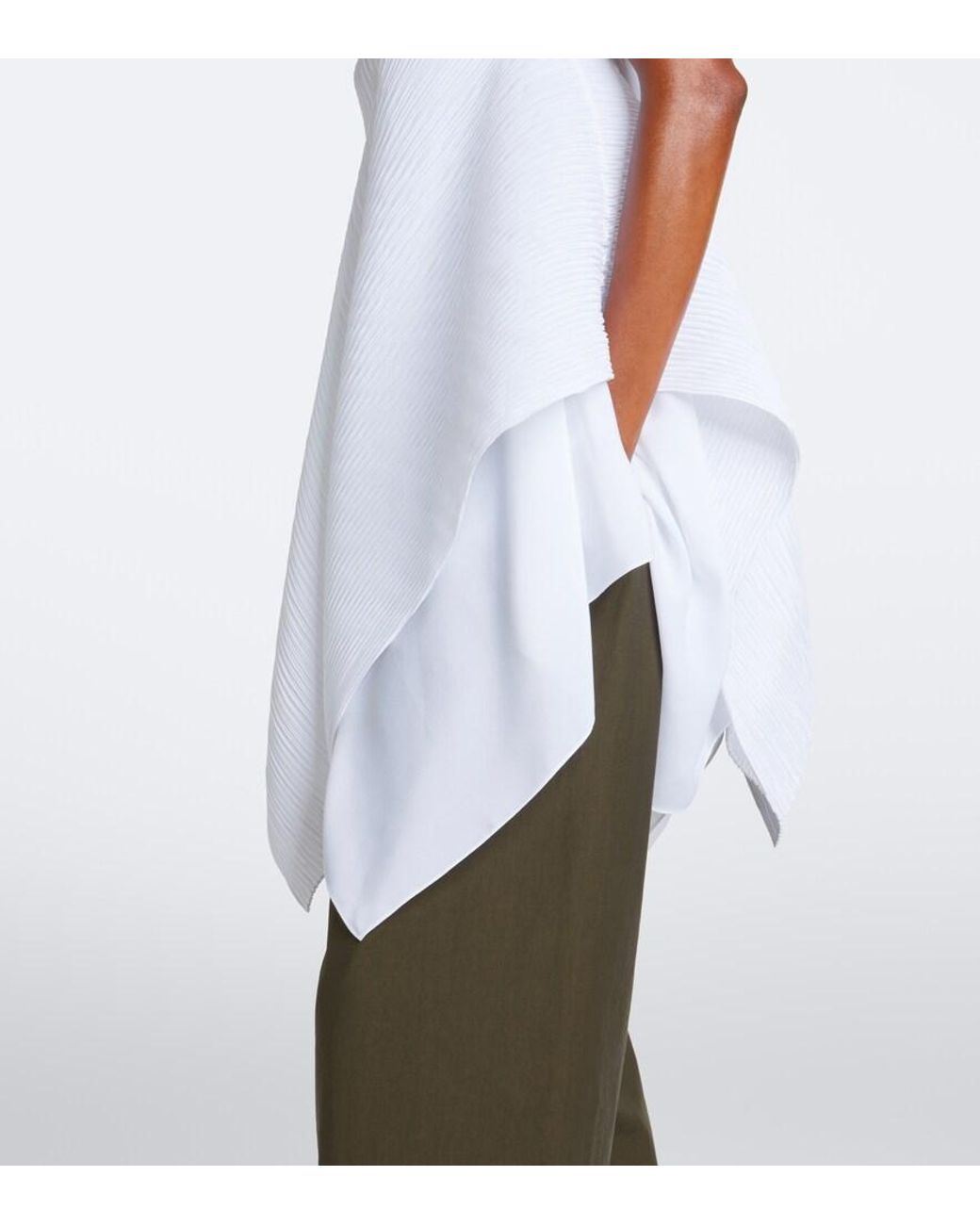 J.W. Anderson White Asymmetric Pleated Crepe De Chine Top