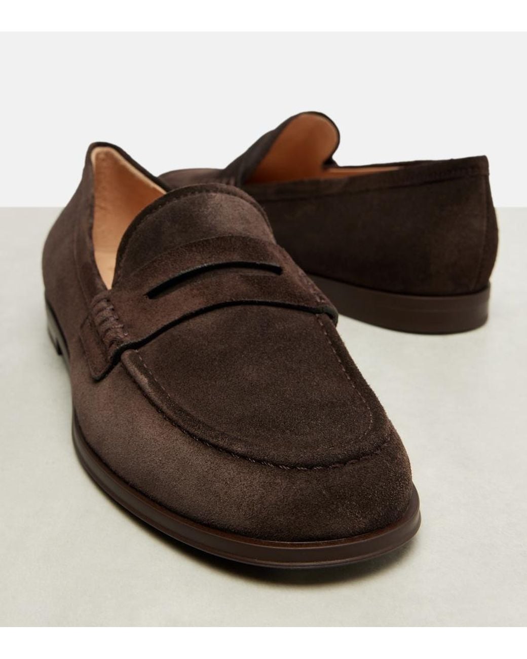 Gianvito Rossi Brown Georgie Suede Driving Shoes