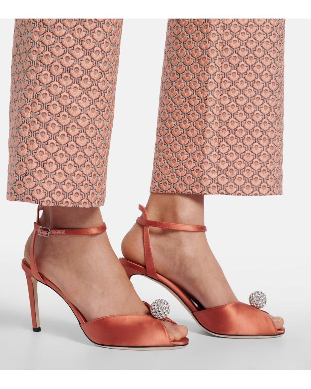 Jimmy Choo Pink Sacora Embellished Satin Sandals