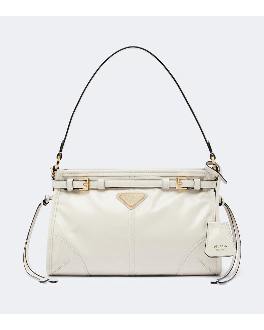 Prada White Bonnie Small Leather Shoulder Bag