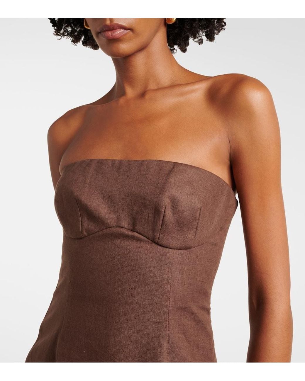 Sir Brown Evalita Linen Bustier Maxi Dress