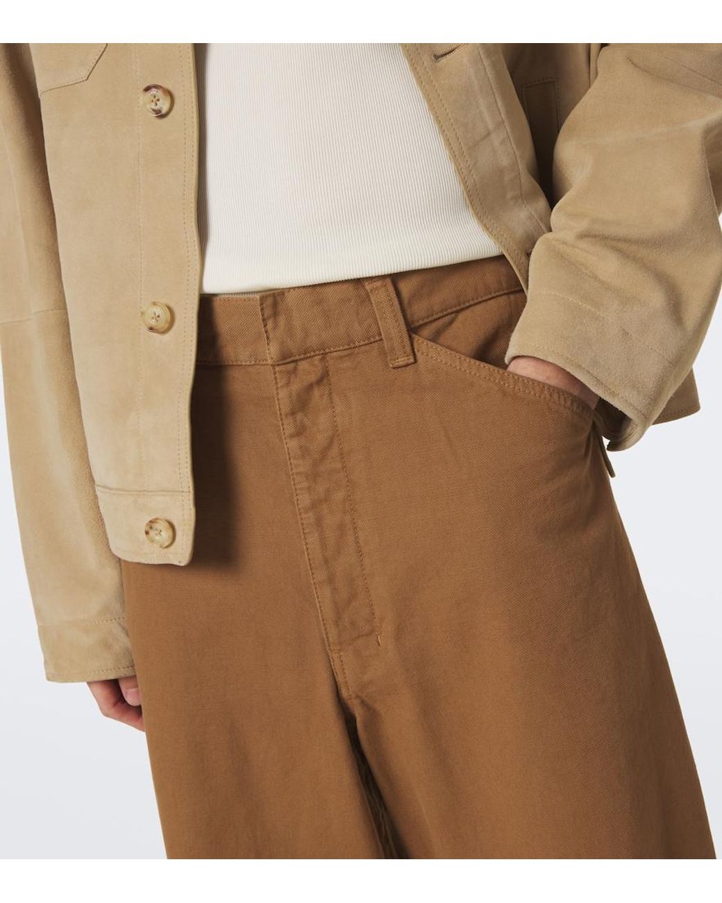 Lemaire Brown Cotton Twill Barrel-Leg Pants for men
