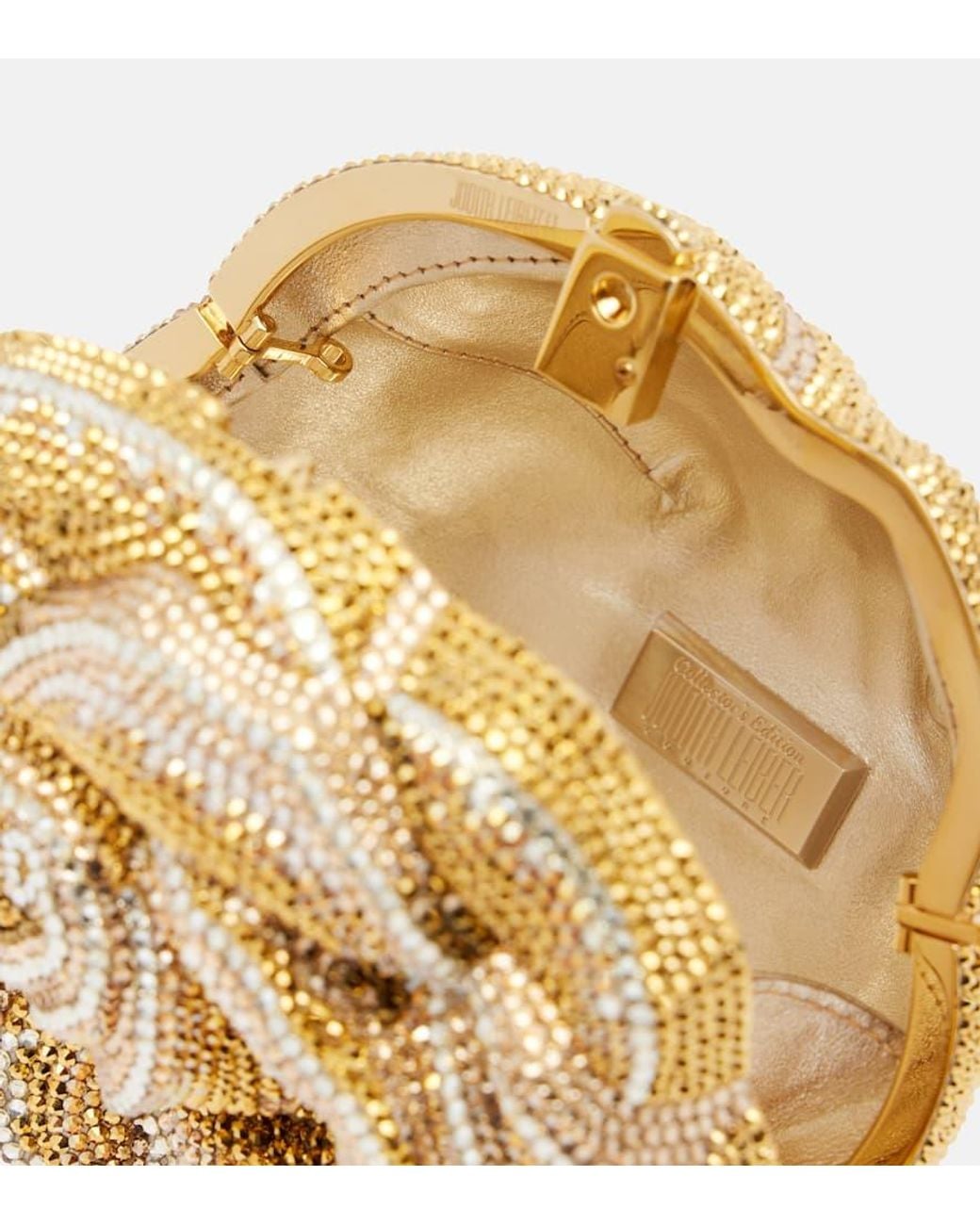 Clutch Golden Rose Con Cristales Judith Leiber de color Metallic