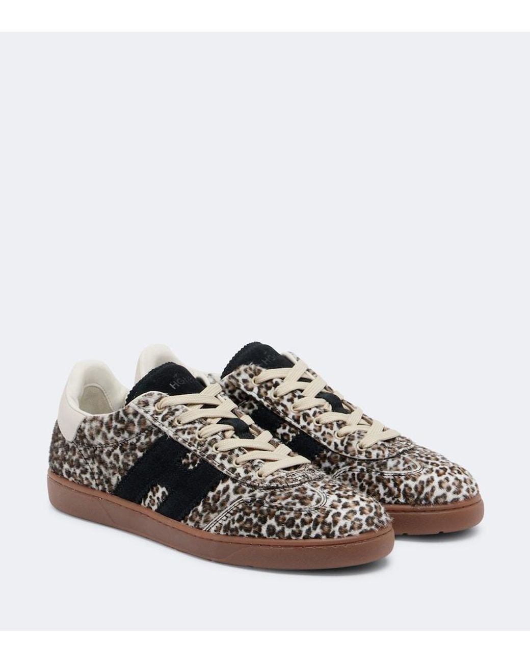 Hogan Brown H647 Printed Calf Hair Sneakers