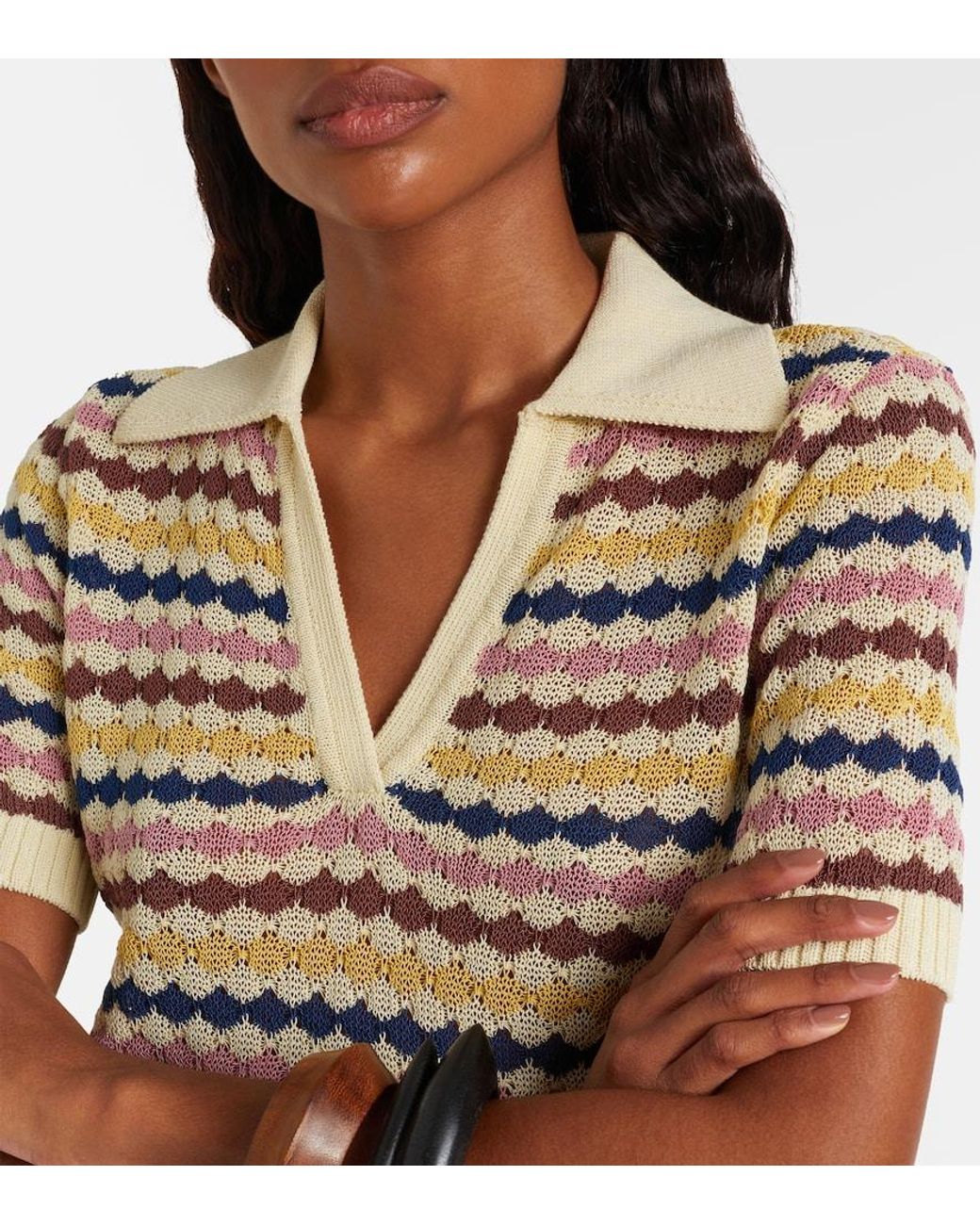 Zimmermann Natural Awaken Cotton-Blend Polo Sweater