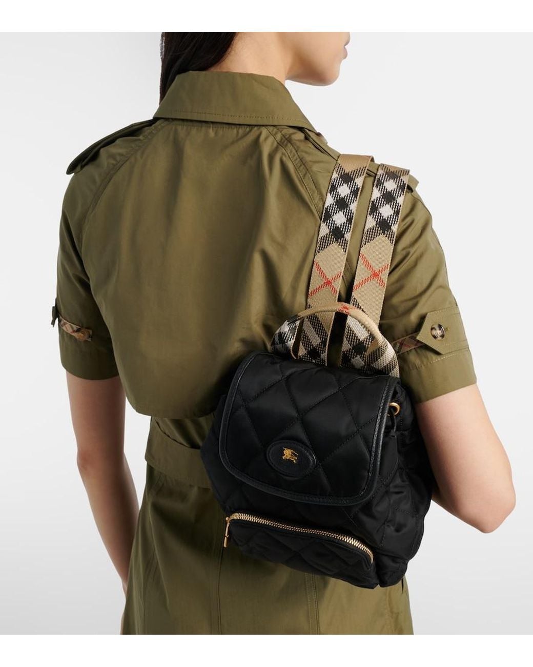 Burberry Black Rucksack Mini Mit Leder