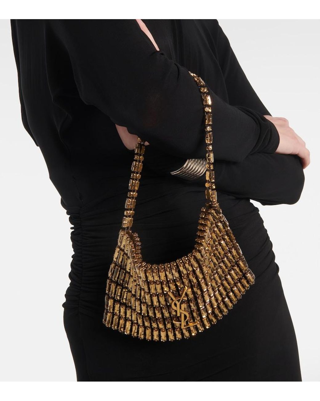 Saint Laurent Metallic Evening Mini Embroidered Shoulder Bag