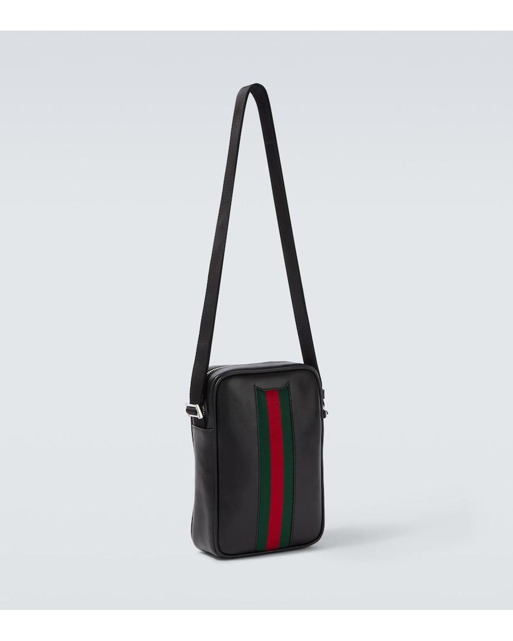 Gucci White Web Trademark Mini Leather Crossbody Bag for men