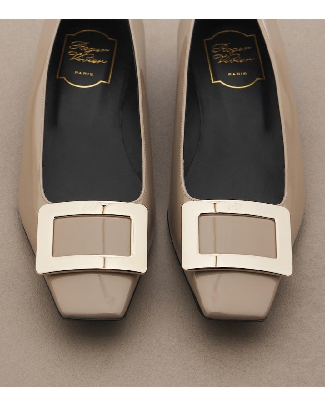 Roger Vivier Brown Patent Leather Ballet Flats