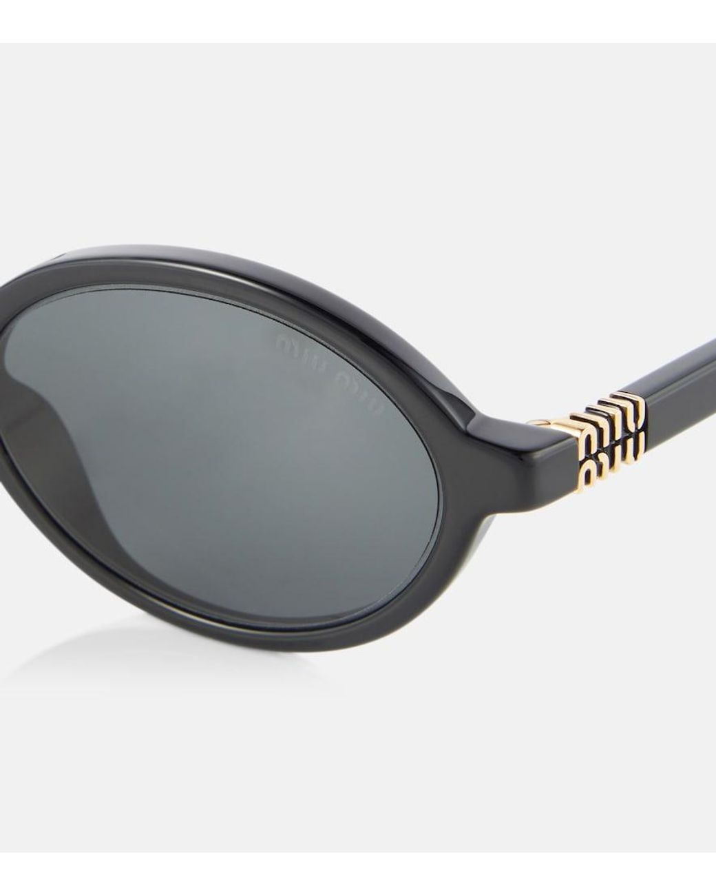 Miu Miu Gray Logo Round Sunglasses