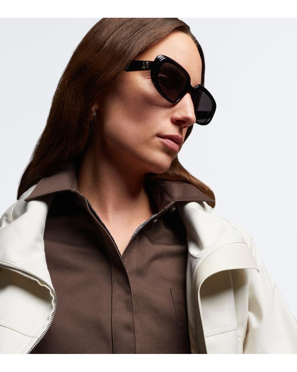 Loewe Black Mini Anagram Steps Rectangular Sunglasses