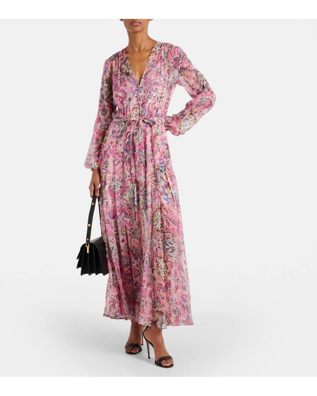 Veronica Beard Elvita Printed Silk Maxi Dress in Purple | Lyst