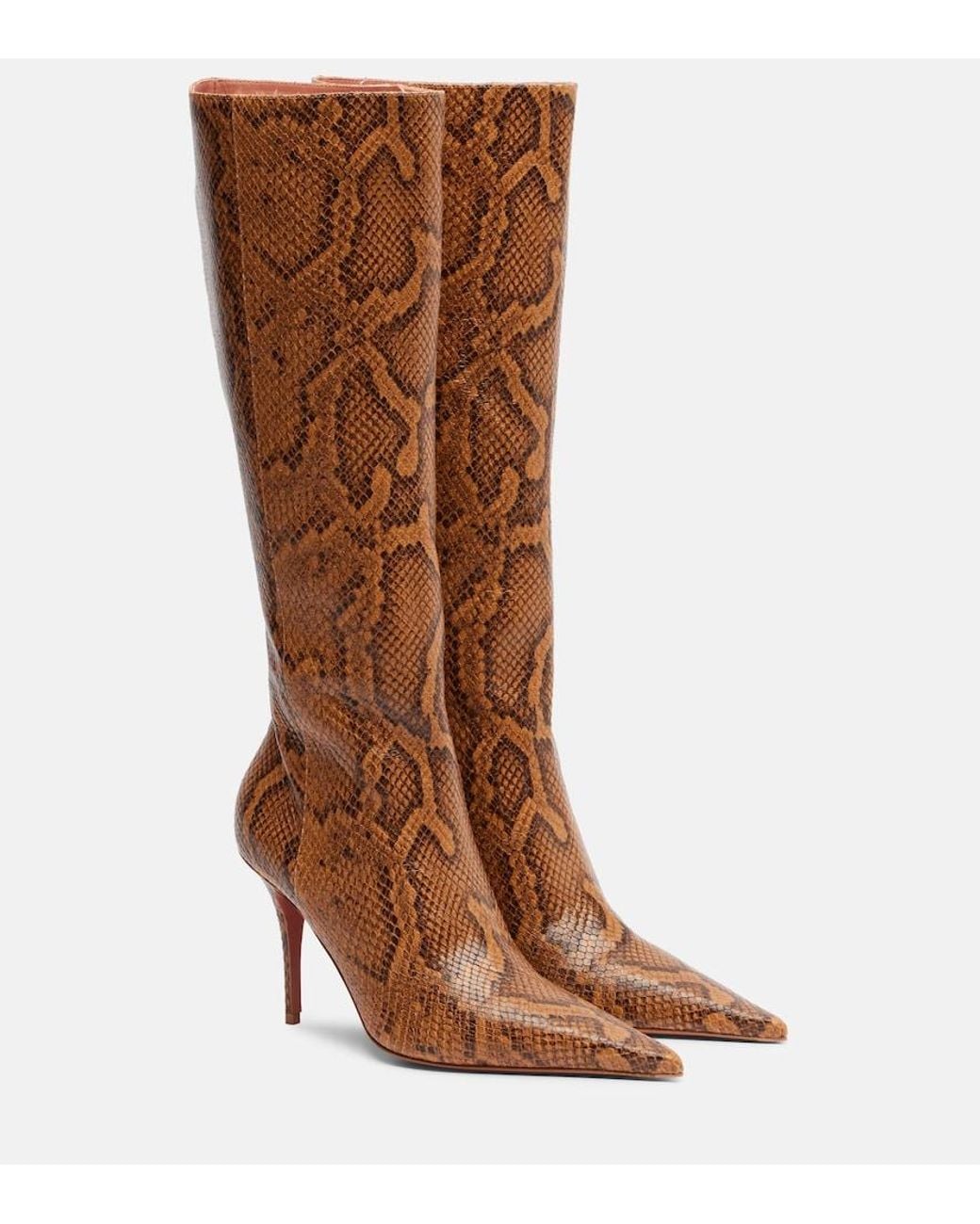 AMINA MUADDI Brown Barbara Leather Knee-High Boots