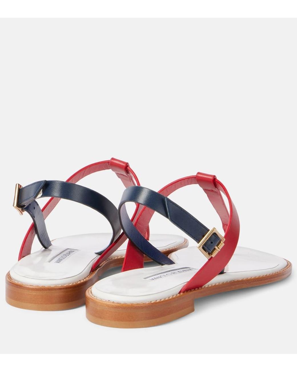 Manolo Blahnik Red Hata Leather Thong Sandals