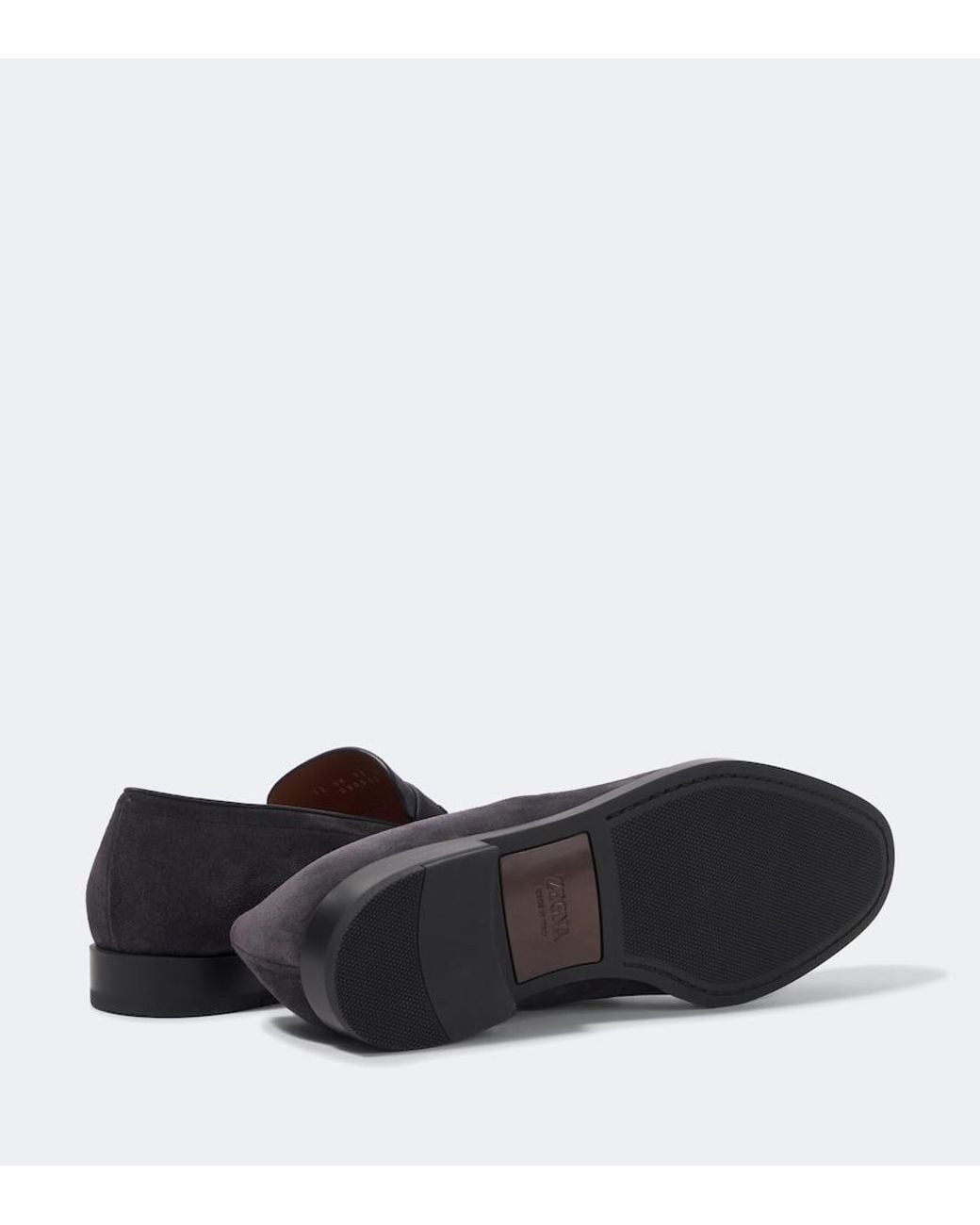 Zegna Black New Classic Suede Penny Loafers for men